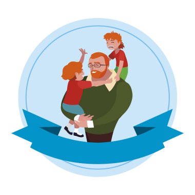 çerçeve içinde oğulları karakterleri ile baba