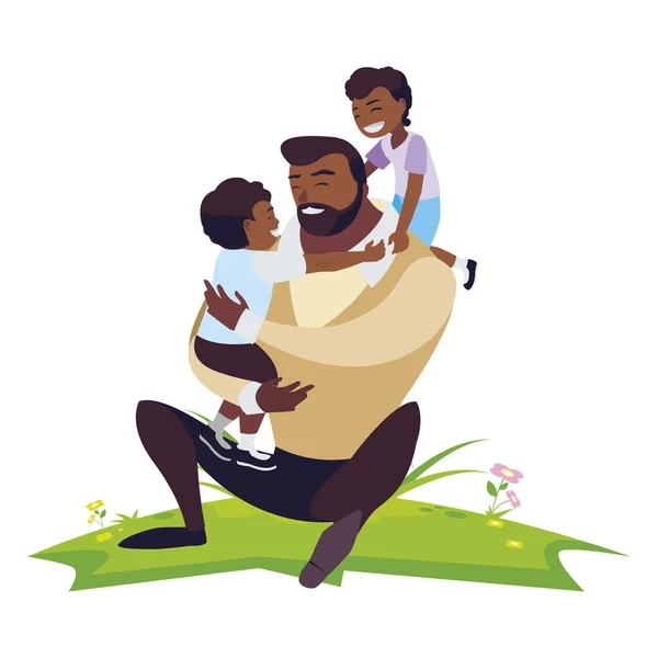 Afro-Fader med Sons tecken i sätta in — Stock vektor