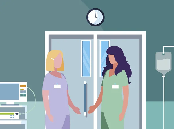 Ameliyathanede kadın tıp işçileri — Stok Vektör