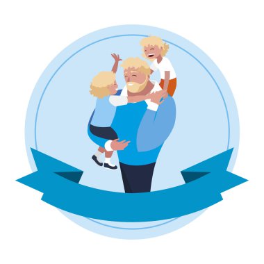 çerçeve içinde oğulları karakterleri ile baba