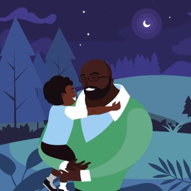 gece alanında oğlu ile afro baba