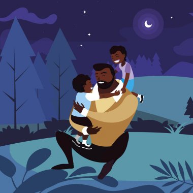 geceleri alanında oğulları karakterleri ile afro baba