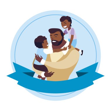 çerçeve içinde oğulları karakterleri ile afro baba