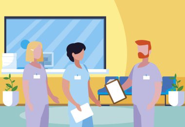 klinik resepsiyonda personel tıp çalışanları