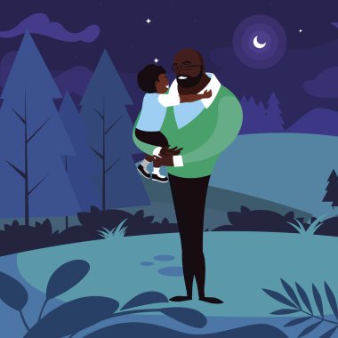 gece alanında oğlu ile afro baba