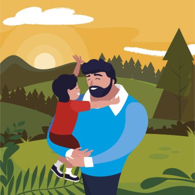 alanında oğlu ile baba