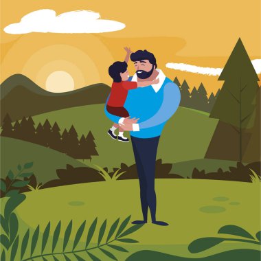 alanında oğlu ile baba