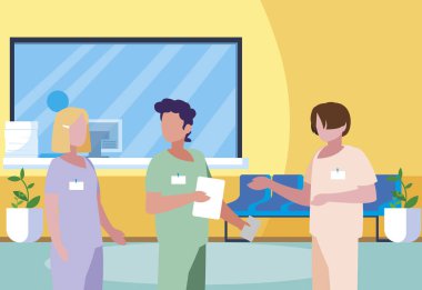 klinik resepsiyonda personel tıp çalışanları