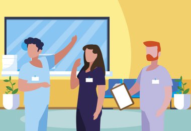 klinik resepsiyonda personel tıp çalışanları