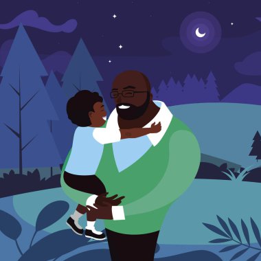 gece alanında oğlu ile afro baba