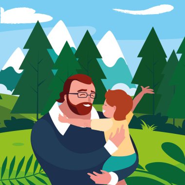 alanında oğlu ile baba