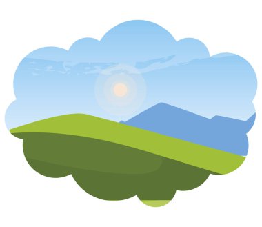 alan kampı ve dağlar manzara sahnesi