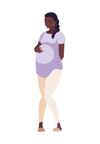 Красивая афро беременная женщина характер — стоковый вектор