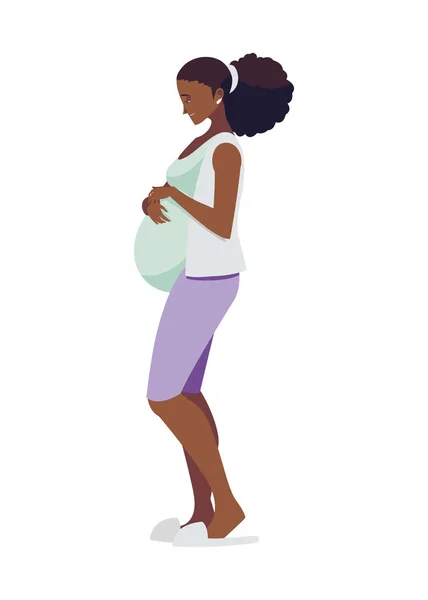 Schöne Afro Schwangerschaft Frau Charakter — Stockvektor