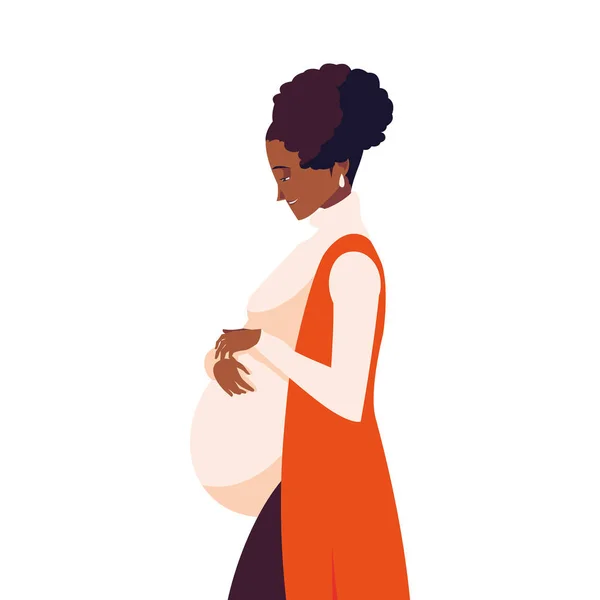 Beautiful afro pregnancy woman character — Stock Vector