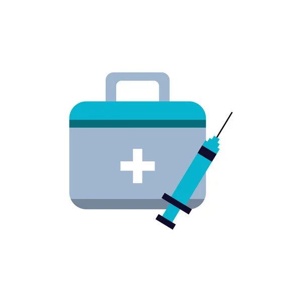Trousse de premiers soins avec injection médicale — Image vectorielle