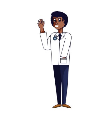 afro doktor profesyonel avatar karakteri