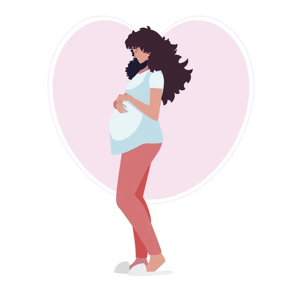 Schöne Schwangerschaft Frau im Herzen Charakter — Stockvektor