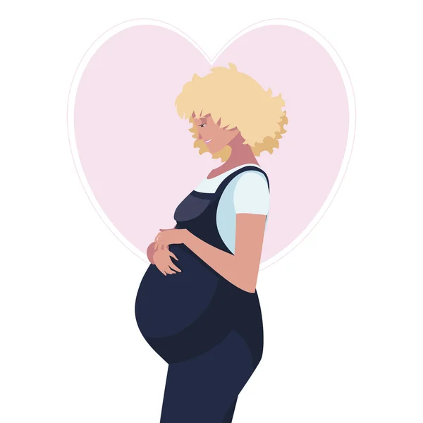 Beautiful pregnancy woman in heart character — Stock Vector