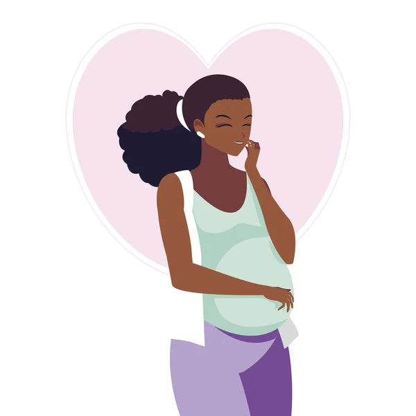 美丽的阿夫罗怀孕妇女的心脏字符 — 图库矢量图片