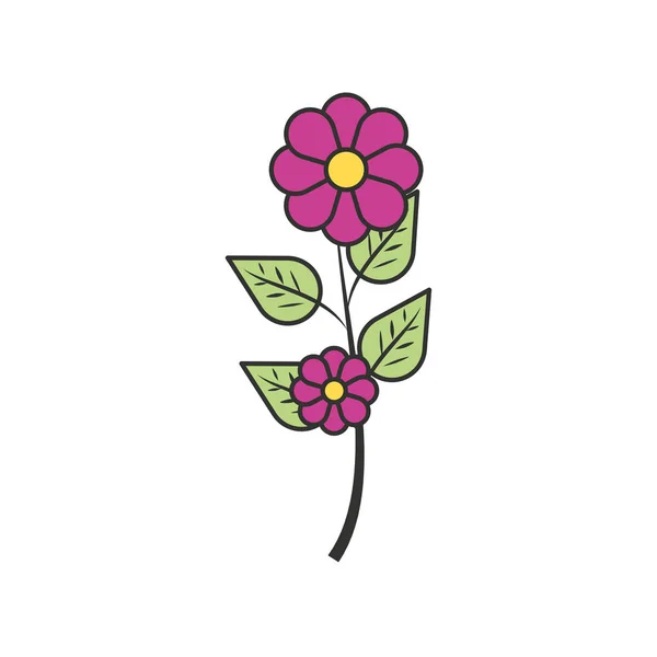 Belles fleurs naturelles dans la branche et les feuilles — Image vectorielle