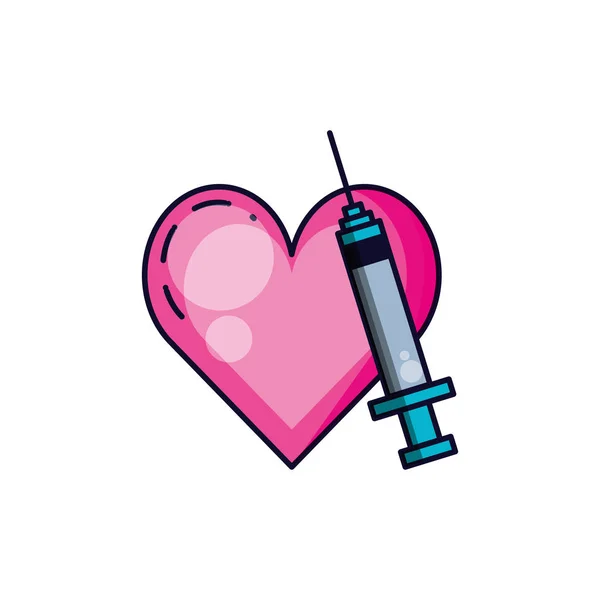 Kalp izole simgesi ile tıbbi enjeksiyon — Stok Vektör