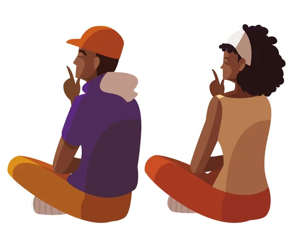 Афро-пара сидела спиной к героям — стоковый вектор