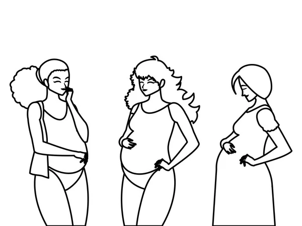 Groupe de belles femmes de grossesse personnages — Image vectorielle