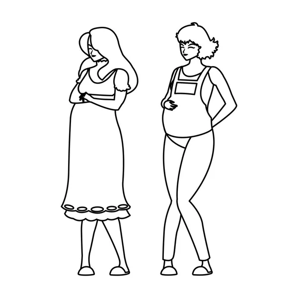 Kilka pięknych kobiet w ciąży znaków — Wektor stockowy