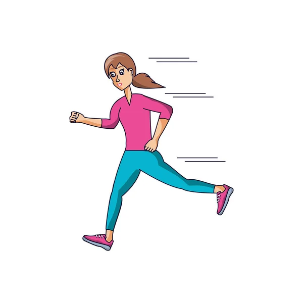 Atletische vrouw Running avatar karakter — Stockvector