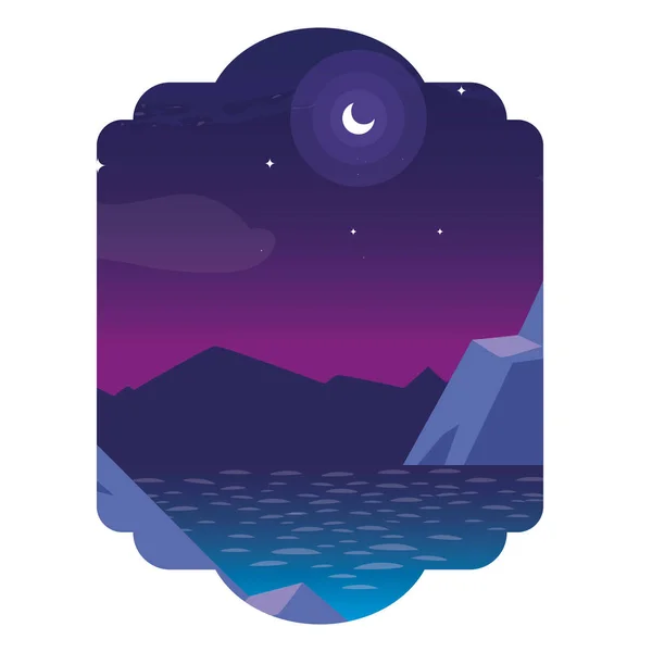 See und Berge bei Nacht — Stockvektor