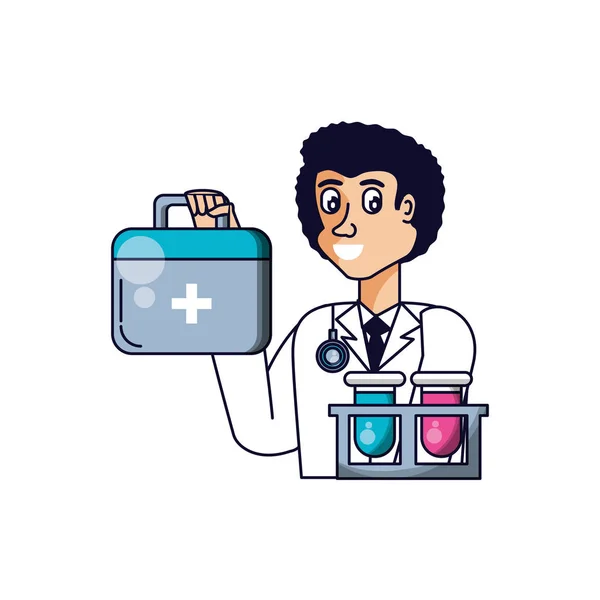 Γιατρός επαγγελματίας με κιτ πρώτων βοηθειών — Διανυσματικό Αρχείο