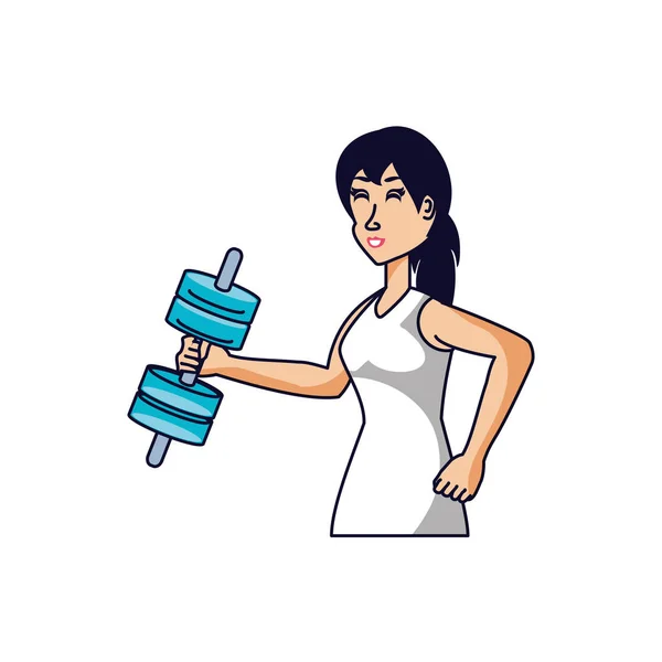 Athletic woman with dumbbell avatar character — Stock Vector