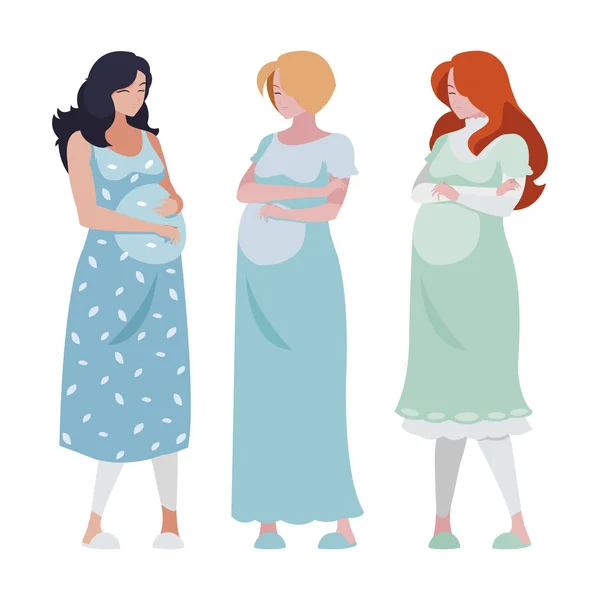 Grupa pięknych kobiet w ciąży znaków — Wektor stockowy