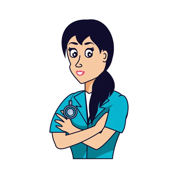 Doctor mujer profesional avatar carácter — Vector de stock