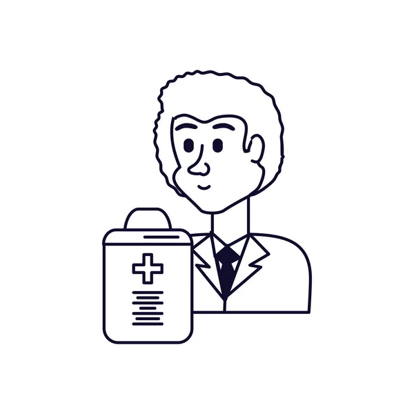 Lékař profesionál a schránka s dokumentem nemocnice — Stockový vektor
