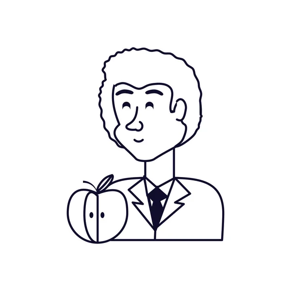 Businessman elegant with delicious apple fruit — Stock Vector