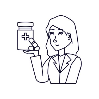 ilaç şişesi ile doktor kadın