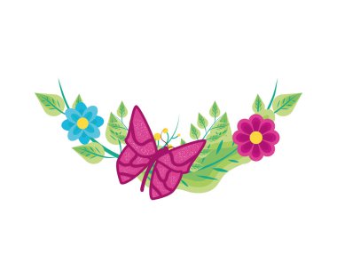 kelebek ile güzel çiçekler dekorasyon