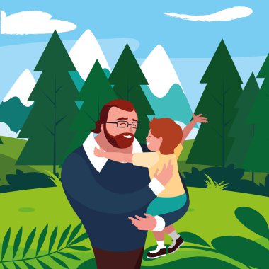 alanında oğlu ile baba