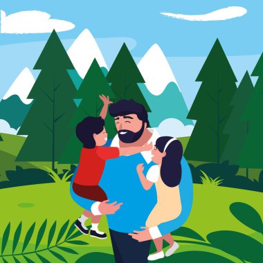 Baba ile oğlu ve kızı karakterler