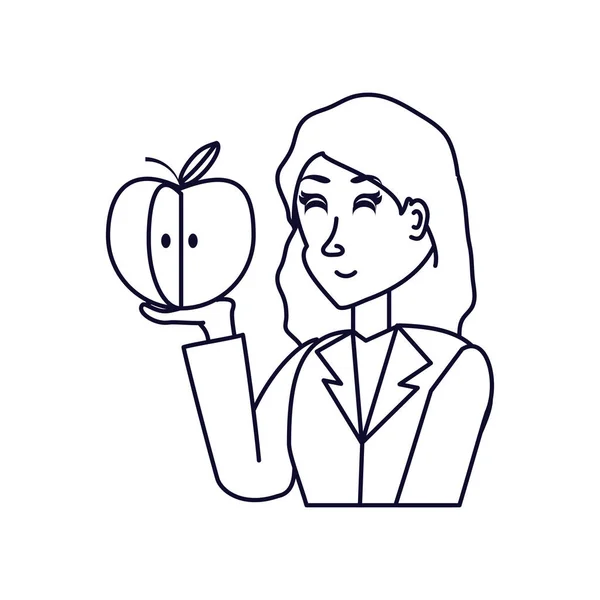 Business woman with delicious apple fruit — Stock Vector