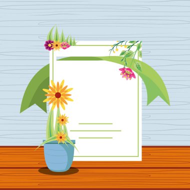 desen ahşap çiçek dekorasyonu ile etiket