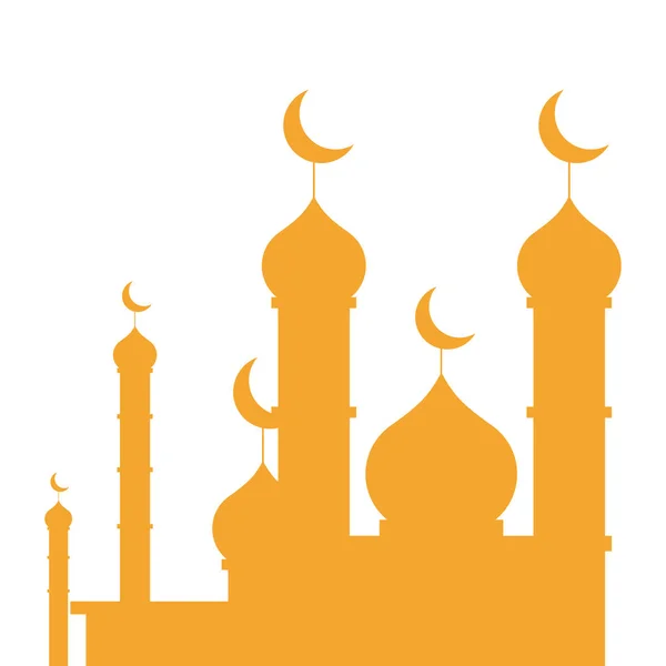 Moskee Ramadan Kareem gebouw silhouet — Stockvector