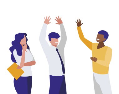 iş ırklararası insanlar takım çalışması karakterleri