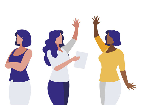 элегантные персонажи межрасовых деловых женщин-аватаров
