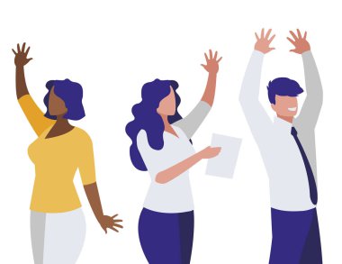 iş ırklararası insanlar takım çalışması karakterleri