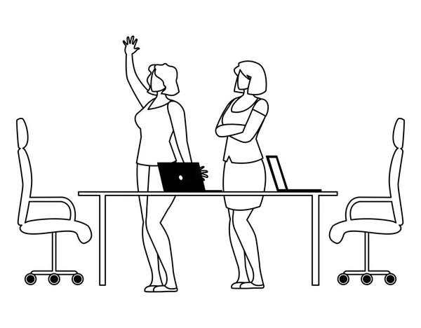 Eleganta affärskvinnor i kontors scenen — Stock vektor