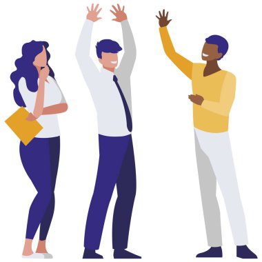 iş ırklararası insanlar takım çalışması karakterleri