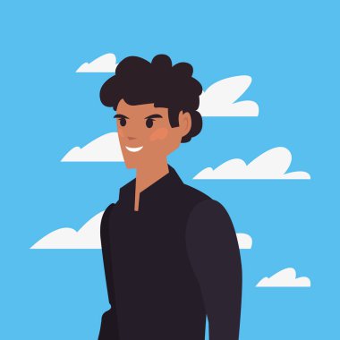 adam karakter gökyüzü arka plan